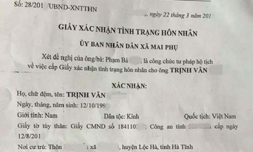 Thủ tục cấp Giấy xác nhận tình trạng hôn nhân