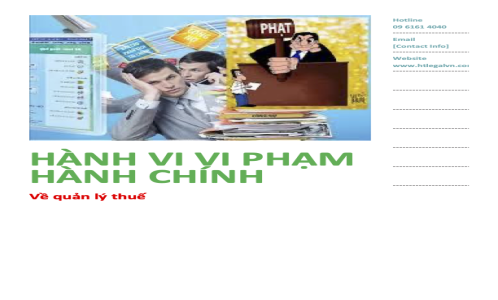 (HT) CÁC HÀNH VI VI PHẠM HÀNH CHÍNH VỀ QUẢN LÝ THUẾ ?