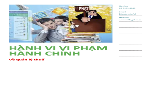 CÁC HÀNH VI VI PHẠM HÀNH CHÍNH VỀ QUẢN LÝ THUẾ ?